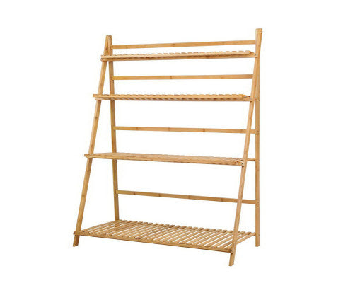 Artiss Bamboo Wooden Ladder Shelf Plant Stand Foldable