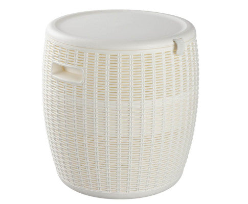 White Outdoor Bar Stool with Storage